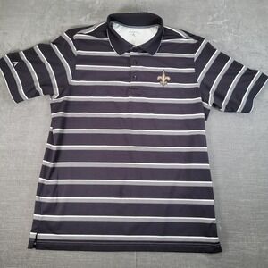 New Orleans Saints Antigua Mens Polo Shirt Large Striped Golf Shirt